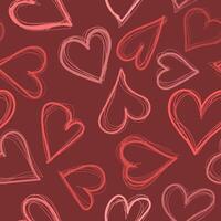A classic and timeless pattern featuring hand-drawn hearts in various shades of red vector