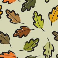 Rustic hand-drawn autumn leaf seamless pattern vector