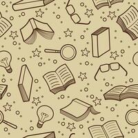 Book doodle elements seamless pattern background vector