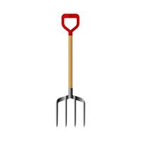Garden fork with a red grip isolated on a white background vector