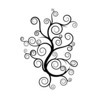 Black and White Abstract Curly Tree Art vector