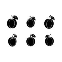 Plum Icon and Linocut Silhouette Design for Art vector