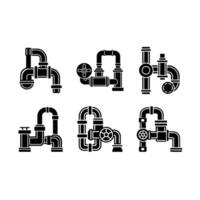 Piping System Icon - and Linocut Silhouette Design vector