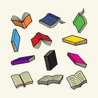 Collection of isolated colorful books in different orientations vector
