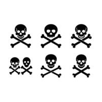 Skull Icon Cross Bundle and Linocut Silhouette Design vector