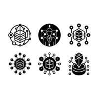 and Linocut Silhouette Design for Data Science Icon vector