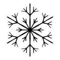 Intricate black illustration of a snowflake with symmetrical geometric patterns. Perfect for Christmas and winter designs, holiday cards, seasonal decorations, and festive creative projects vector