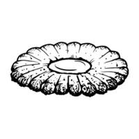 illustration of round shaped Linzer cookies with a jam filling center. Clipart for design purposes. Monochrome detailed ink style drawing, perfect for bakery, food and Christmas projects vector