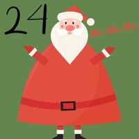 Christmas advent calendar with Santa Claus. 24th of december day vector