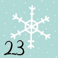 Christmas advent calendar with snowflake and snowfall. 23rd of december day. flat illustration vector