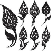 Floral Thai Art Motif Intricate Cultural Design A detailed set of Thai-inspired decorative patterns suitable for posters fabric prints and logo design vector