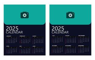 2025 new year tow page calendar design vector