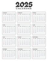 2025 New year full page corporate calendar design with white background vector