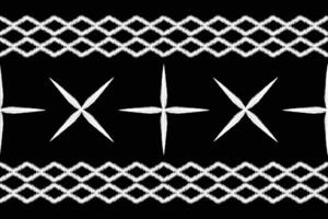 Ikat pattern with black color background decoration fabric ethnic black art. vector