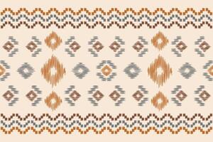 Ikat pattern with motif geometric cream color background design ikat pattern. vector