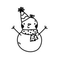 Doodle Snowman. Cute Christmas snowman. hand drawn illustration, izolated on a white background vector