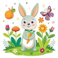 Simple Rabbit Outlines to Color vector