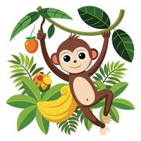 Outline of Monkey Swinging vector