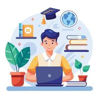 Student Exploring Knowledge Online vector