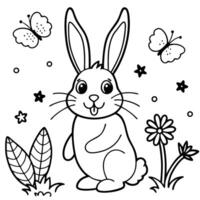 Rabbit Outline for Coloring Fun vector