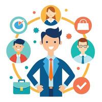 Business Team Linked by a Network vector