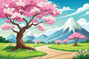 Springtime in a Japanese Garden vector