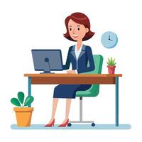 Worker Handling Office Duties vector