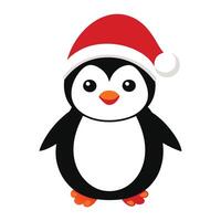Smiling Penguin in Santa Hat vector