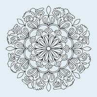 a black and white drawing of a flower in a circle. vector