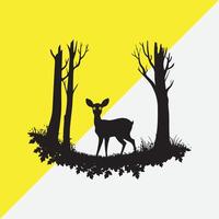 a deer and trees are on a yellow background vector