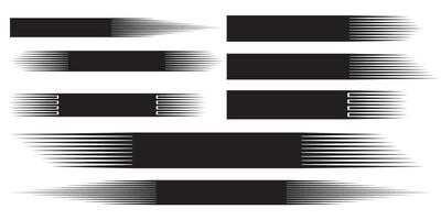 Rounded-corner speed lines in black. Simple comic-style motion effect collection. Text background with speed lines. vector