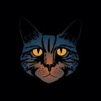 Cat face illustration with black background vector