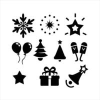 Christmas icons set on a white background vector