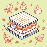 A sandwich with a piece of meat and leaves around it vector