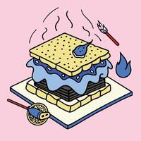 A drawing of a sandwich with blue and black frosting vector