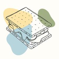 A sandwich with cheese and butter on it vector