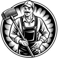 A man with a broom in his hand vector