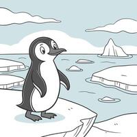 A penguin standing on an iceberg in the ocean vector