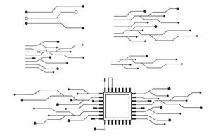 Circuit board line microchip, software. Integrated motherboard, connections. Innovative Electronic Network. Technology background, design elements geometric and connection system. vector