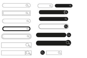 Search bar finder, modern frame text box, form with magnifier, interface Menu ui design element. Simple banner, site border. vector