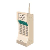 Cartoon retro cell phone from 90s years in flat style. Retro mobile phone isolated on white background. vector