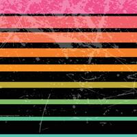 Retro grunge striped sunset background in synthwave style of the 80s and 90s. vector