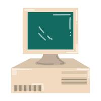 Cartoon retro personal computer from 1990 years isolated on white background. Retro PC in flat style. vector