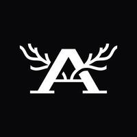simple and abstract logo of letter A with branch or horn vector