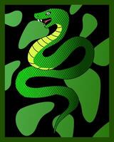 green snake with scale pattern background vector