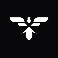 abstract and simple logo of phoenix with an arrow-shaped tail vector