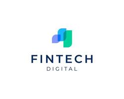 Abstract Fintech Digital Data Payment Modern Overlapping Color Logo Design Illustration vector