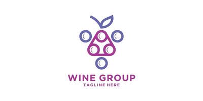 logo design wine group,,combination of wine and people,community,team,symbol,icon,,idea,creative. vector