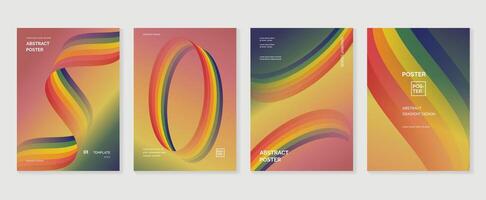 Rainbow gradient cover background set. vector