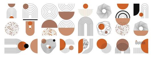 Hand drawn abstract minimal element mid century collection. vector